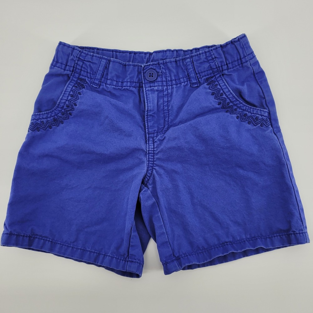 Gymboree School Royal Blue Embroidered Girls 6 Cotton Twill Shorts Adjustable